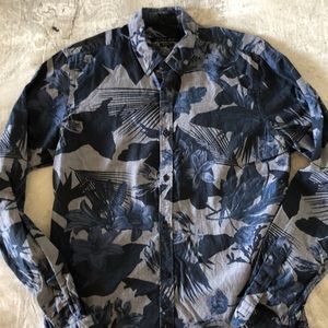 ZARA blue floral print button down M